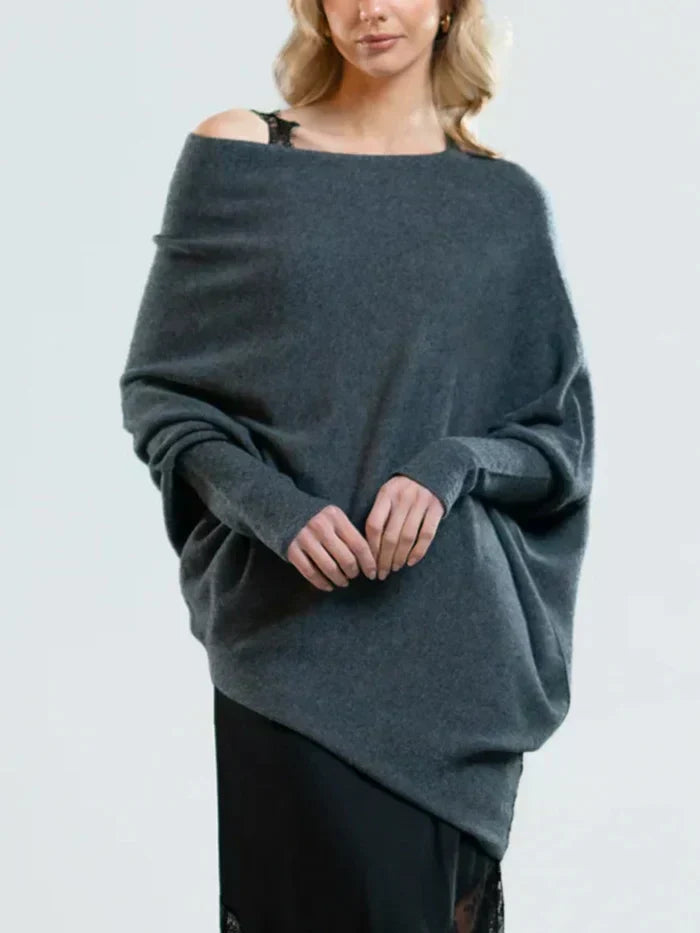 Asira - Asymmetrischer Drapierter Strickpullover
