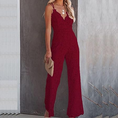 Ärmelloser Jumpsuit mit Spitzendetails