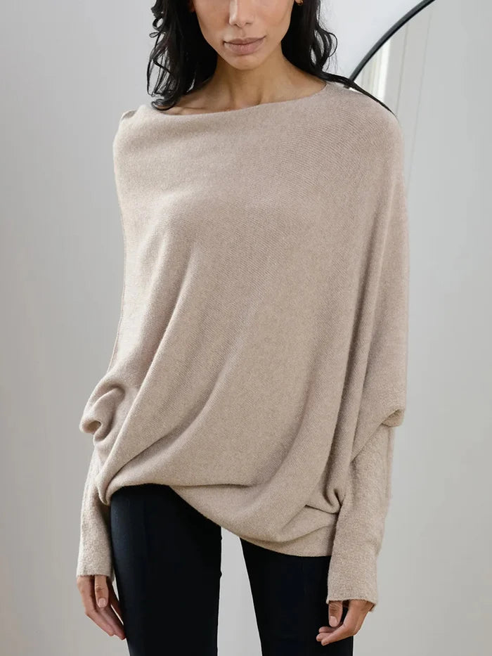 Asira - Asymmetrischer Drapierter Strickpullover