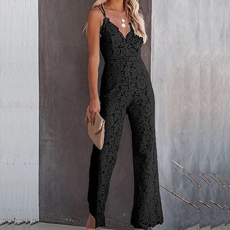 Ärmelloser Jumpsuit mit Spitzendetails