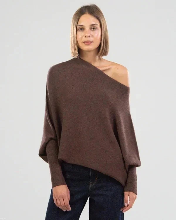 Asira - Asymmetrischer Drapierter Strickpullover
