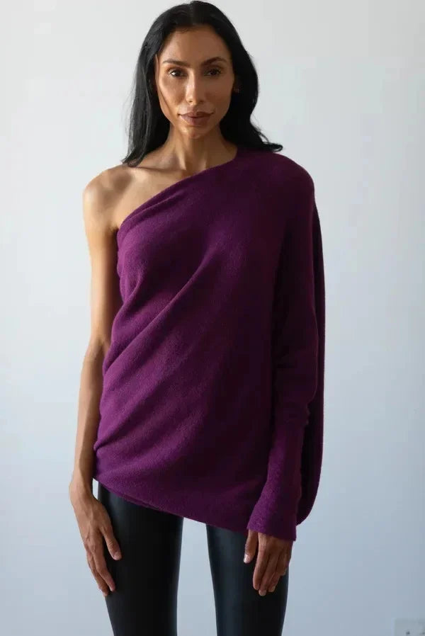 Asira - Asymmetrischer Drapierter Strickpullover